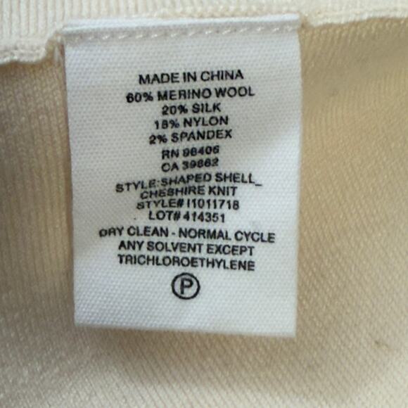 Theory Peplum Shaped Shell Top Knit Ivory Size P - Picture 6 of 6